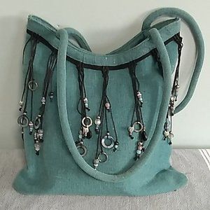 Creative Dimensions Boho Teal Inspired Fabric Shoulder Bag with B